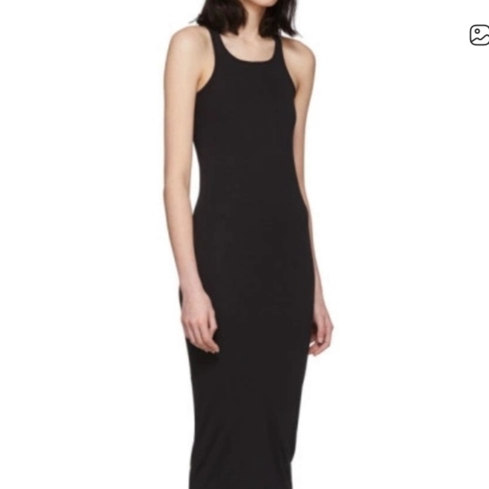 BLACK Ribbed Midi Dress in w Racerback
